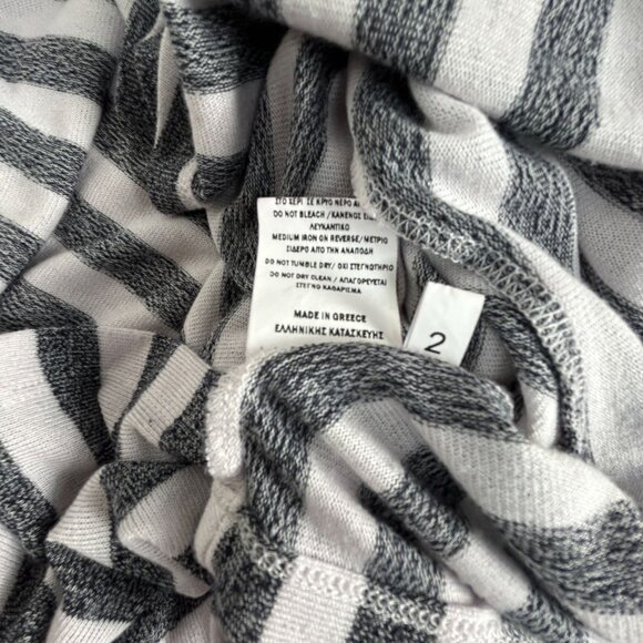 Ozai N Ku Womens Striped Poncho Top Size 2 Gray White Oversized Pullover Casual - Picture 5 of 8